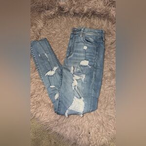 American Eagle Outfitters Light Blue Distressed Skinny Jeans